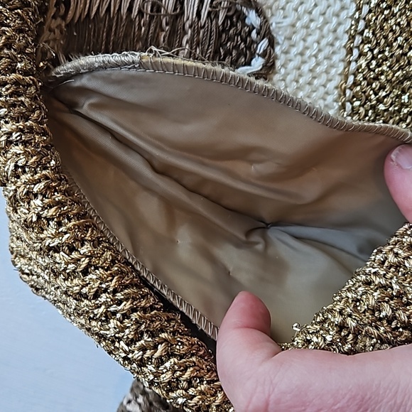 Nannell Vintage Glitz and Glam Gold Cream Chevron Sweater M - Picture 8 of 8